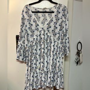 Blue and white floral boutique dress